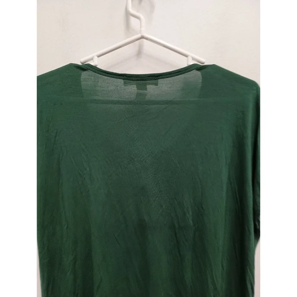 Michael Michael Kors Womens Top Large Green Gold Studded Short Sleeve Pocket Tee
